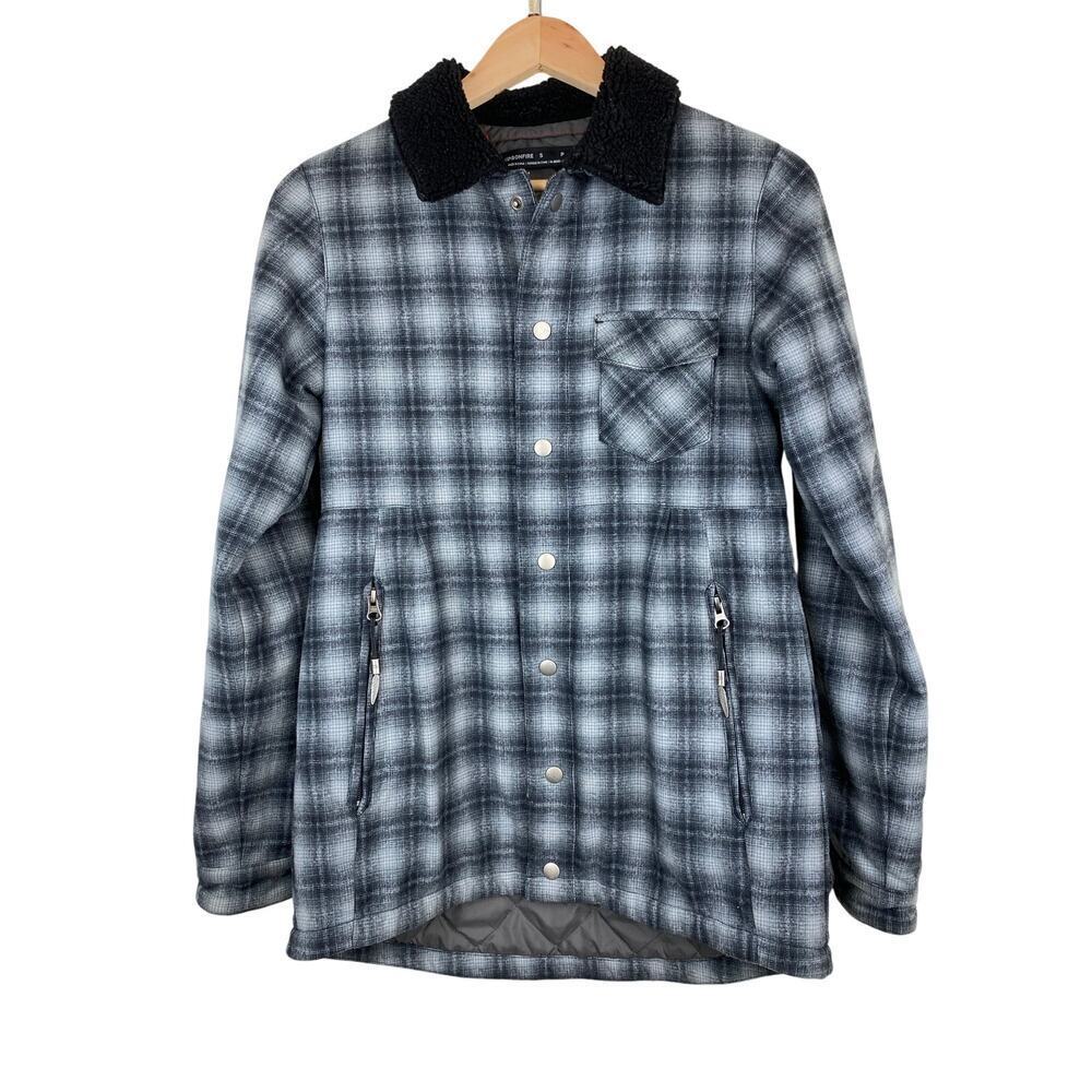 Pendleton Bonfire Women's S Gray Plaid 100% Wool Snap Front Jacket *